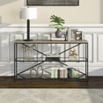 thumbnail image 5 of Evelyn&Zoe Fionn 55" Wide Rectangular Console Table, Blackened Bronze/Antiqued Gray Oak, 5 of 8