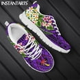 thumbnail image 1 of Zapatillas de deporte de primavera con estampado tribal polinesio de hibisco y plumeria de Chuuk para mujer, zapatos planos con cordones para caminar, 1 of 6