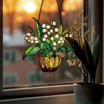 Uiz Merueh Suncatchers for Windows Hanging Handmade Flower Plant Glass Sun Catchers Perfect for Indoor Window,Kitchen,and Living Rooms Spring Home Decor Gifts for Mom Women Plant Lover
