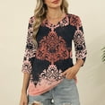 thumbnail image 4 of successthop Floral Blouses for Women Plus Size 3/4 Sleeve Shirt Lightweight Crewneck Casual Tops Print Clothes, 4 of 7