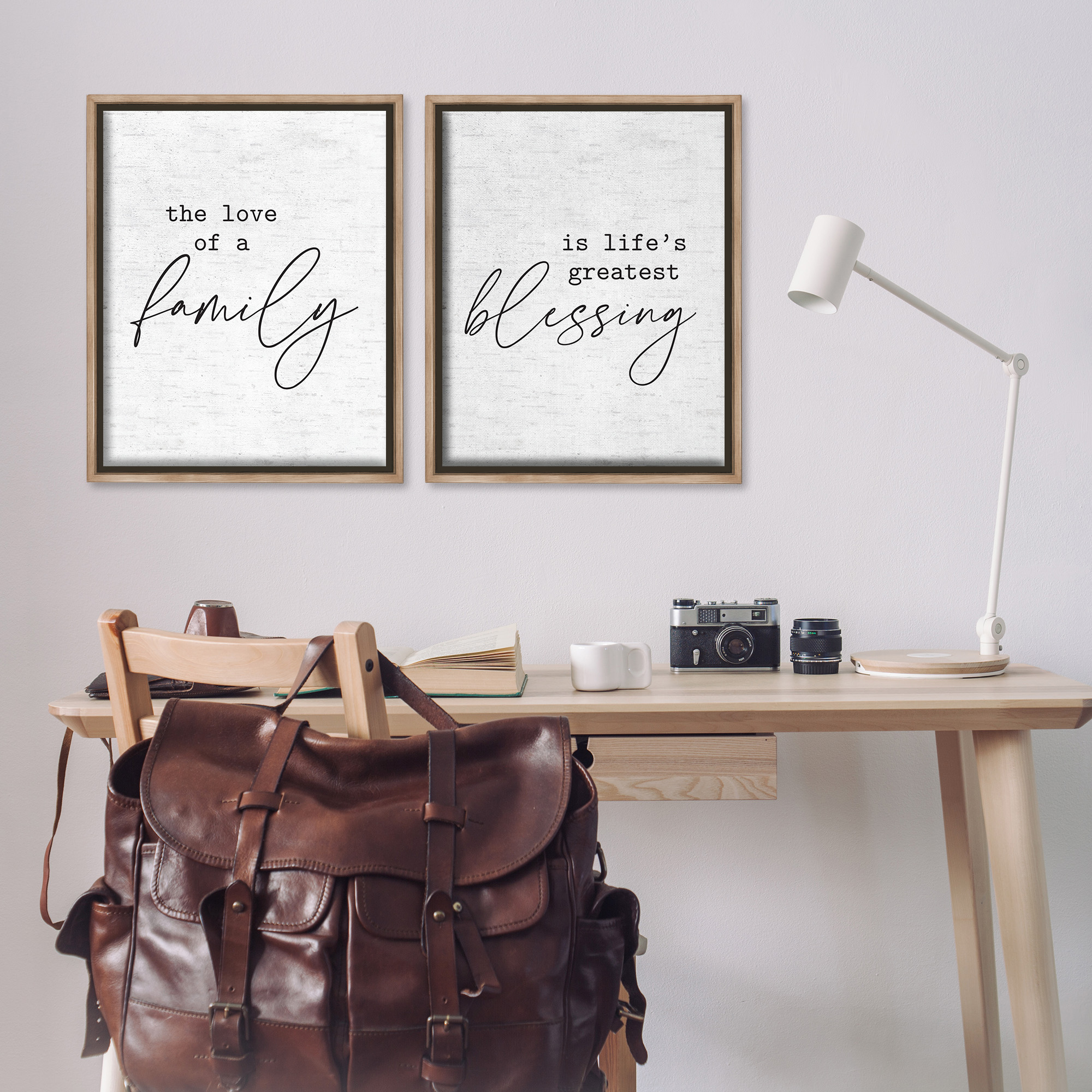 Stupell Industries Life's Greatest Blessing Quote Typography Painting Brown Floater Framed Canvas Art Print Wall Art, 25 x 31, Set of 2