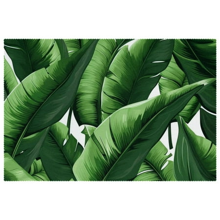 

Placemats Set of 1 Non Slip Place Mats Dining Table Mats Banana Leaves Pattern Vector
