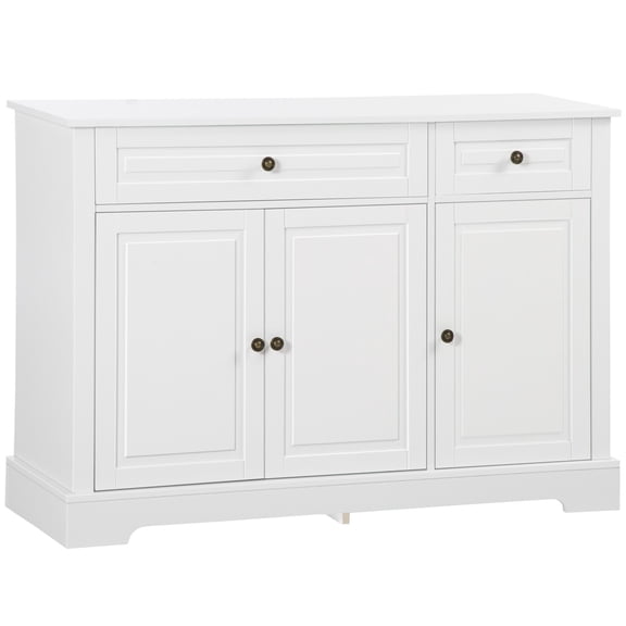 Sideboard Buffet Cabinet, Modern Accent Cabinet with 2 Drawers and Adjustable Shelves, Entryway Cabinet, White