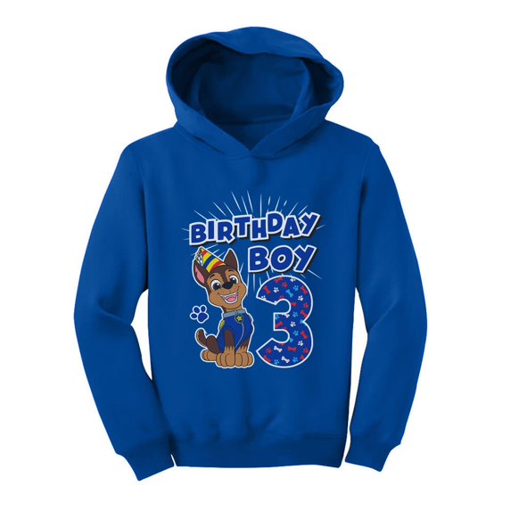 Tstars Boys 3rd Birthday Gift Birthday Gift for 3 Year Old Official Paw Patrol Chase Birthday Shirts for Boy B Day Birthday Party Toddler Hoodie