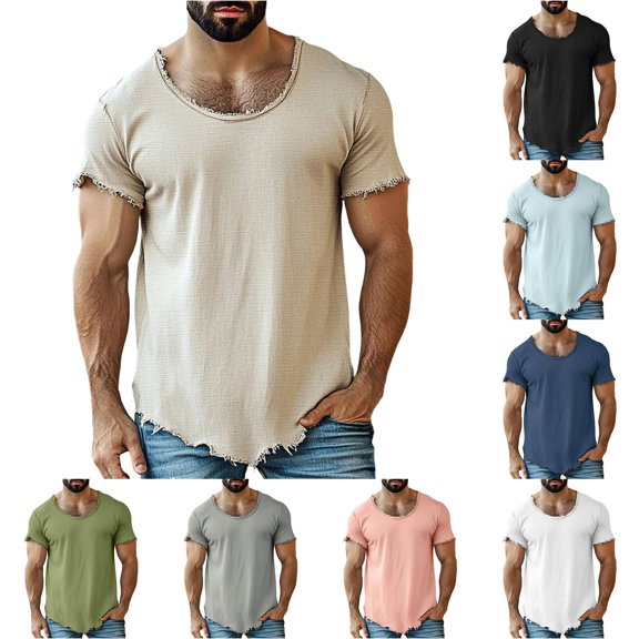 CUSTG Men Tshirts Solid Color Crew Neck T Shirt Soft Breathable Casual Tee Shirt For Everyday Comfort Short Sleeve Summer Tops
