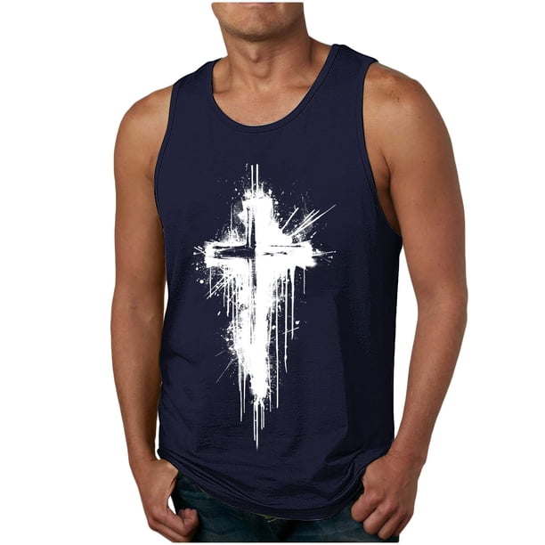 Tanques para Hombre para el Verano Solto Chaleco Impresión Deportivo Cuello Redondo, Casual