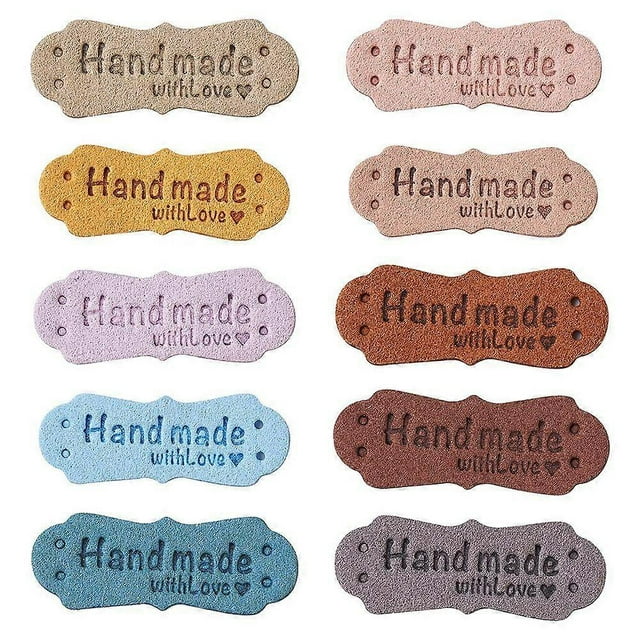 50Pcs PU Leather Labels Tags for Handmade DIY Hats Bags with Love Label for Clothes Sewing Tags Acc