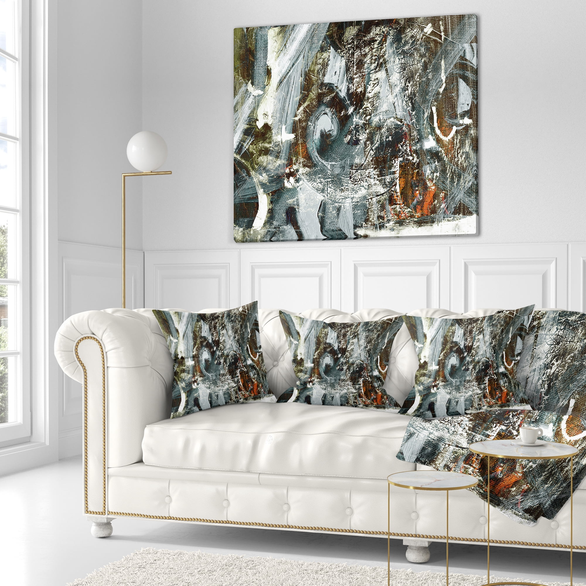 Designart Contemporary Abstract Design - Abstract Throw Pillow - 16x16