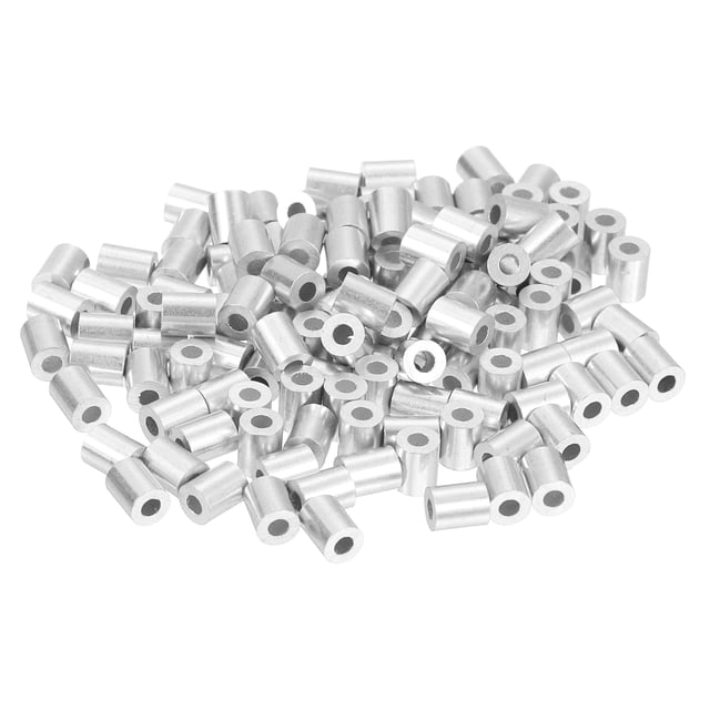 Unique Bargains 120 Pack Aluminum Crimping Loop Sleeve for 1/16' Diameter Wire Rope, Round Aluminum Wire Rope Sleeve