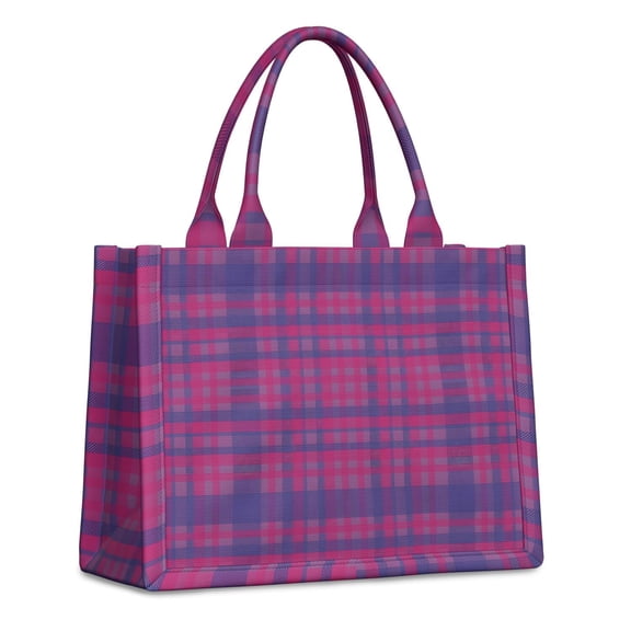 Large Capacity Tote Bag,Pink Purple Checkered Pattern Handbag Fashion Luxury Tote Bag,15.7"x13"x 5.1" Inches,Laptop Compatible
