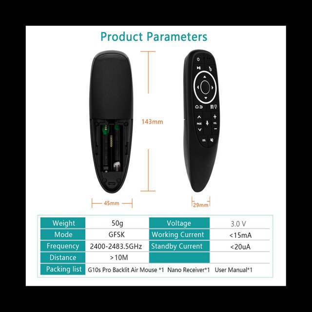 Control Remoto G10S Pro para Android TV Box Control Remoto por Voz 2,4G RatóN InaláMbrico Giroscopio Control Remoto IR RetroiluminacióN LED