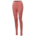 thumbnail image 1 of A2Y Women's Solid Basic Cotton Fitted Full Length Moto Leggings Ash Rose S, 1 of 5