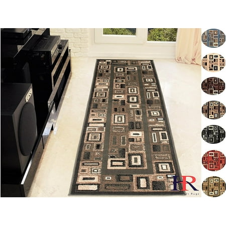 Felt Rectangular Carpet - Handcraft Rugs-Modern Contemporary Brand New Area Rugs-Abstract Carpet with Frame/Boxy/Cube Pattern-Shed free Sage Green/Ivory/Mocha(2x7 feet Runner)