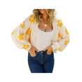 thumbnail image 4 of Seyurigaoka Women Crochet Cardigan Flower Pattern Long Balloon Sleeves Open Front Sweater, 4 of 9