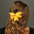 thumbnail image 2 of Unique Bargains 2 Pcs Hair Clip Grace Simulation Phalaenopsis Double Flowers Duckbill Clip Yellow, 2 of 5