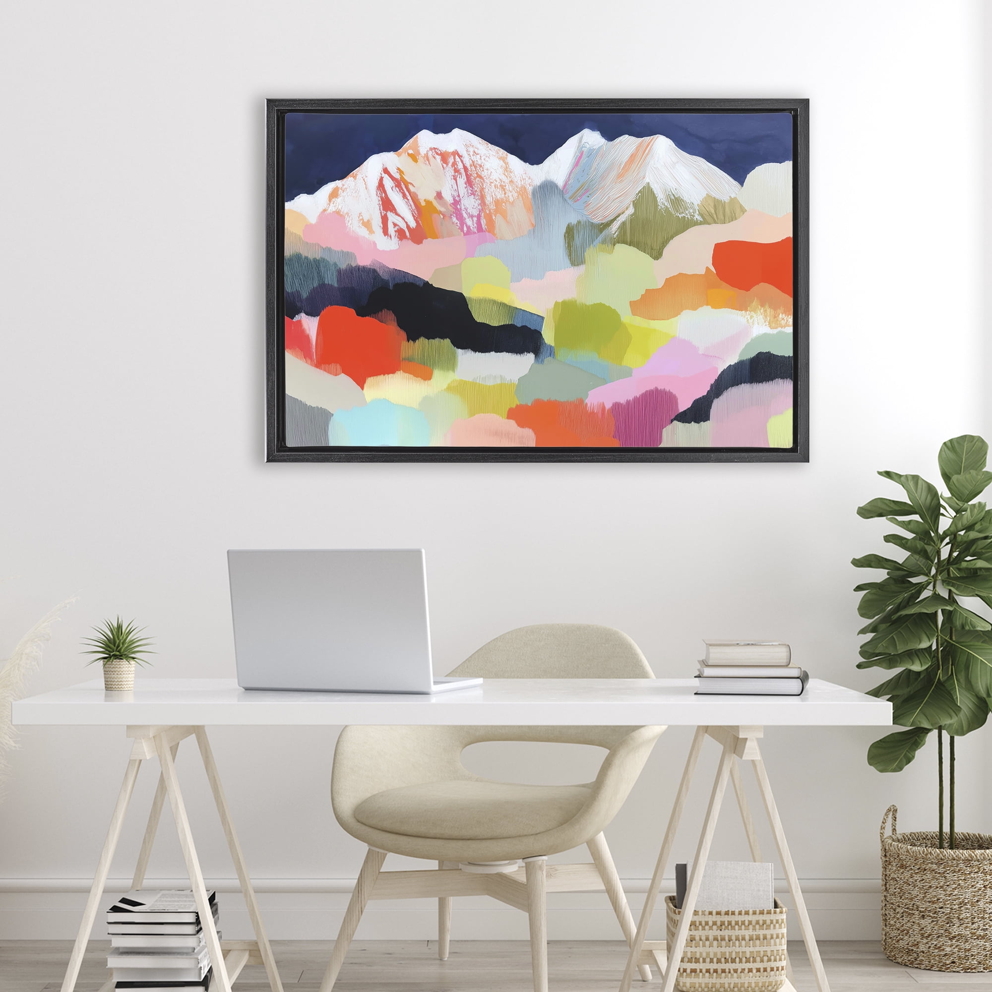 Stupell Industries Alpine Glow in Vibrant Mountains Black Framed Floater Canvas Wall Art, design by Chromatic Storm Studio