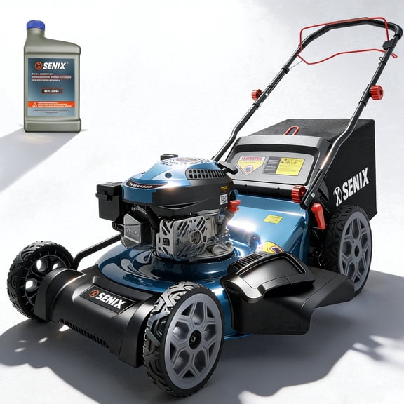 SENIX 22" 170cc Self-Propelled Gas Lawn Mower, 4-in-1,Bagging, Leaf Pickup, Mulching, Side Discharge, 19 Gal Bag with Full Indicator, 6-Position Height Adjustment, 11" Rear Wheels, Quick-Fold
