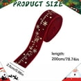 thumbnail image 3 of Wine Red Velvet Holiday Ribbon, Gold Foil Merry Christmas Snowflake Printed Wired Edge Ribbon, Xmas Gift Wrapping Fabric Ribbon for Bows, Wreath, Party & DIY Craft, 3 of 4