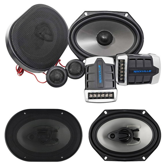 Pair Rockville RV68.2C 6x8 / 5x7" Component Speakers 6x8" Coaxial 3-Way Speakers