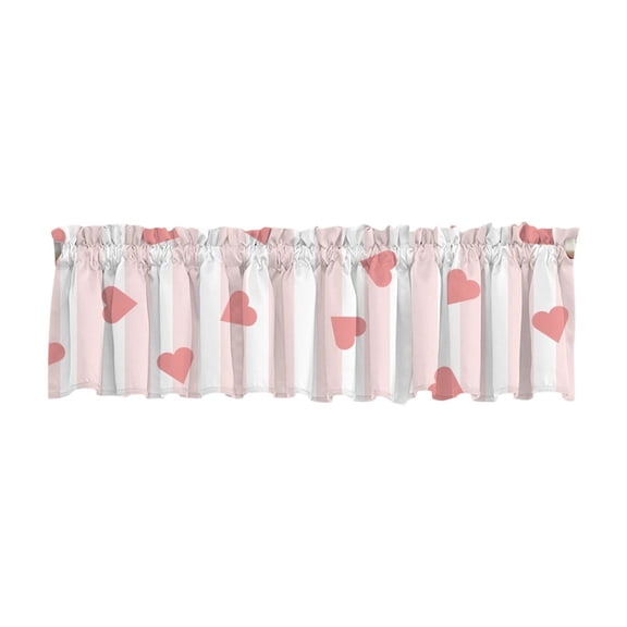 YingYouFu Valentine Curtain Valance Pastel Pink Hearts Valance 53.94 x 17.72 Inch Short Window Treatment for Farmhouse Wedding