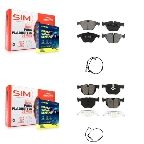 SIM Front Rear Semi-Metallic Disc Brake Pads and Wear Sensors Kit for Car BMW 530i 528i xDrive 525i 535i KSW-100041