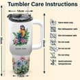 thumbnail image 6 of Personalized Parrot Lover Gift Tumbler 40oz – Custom Stainless Steel Coffee Travel Cup with Lid, Straw and Handle – Cute Animal Present for Women Girls Birthday Christmas, 6 of 6