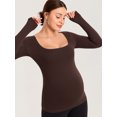 thumbnail image 4 of Long Sleeve Maternity Tops Square Neck Pregnancy Basic Shirts Soft Casual Tee, 4 of 5