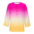 thumbnail image 3 of ALLLIST Gradient Women's Tops V-Neck Pink 3/4 Sleeve Casual T-Shirts Button Basic Women Blouses Dressy Casual, 3 of 3