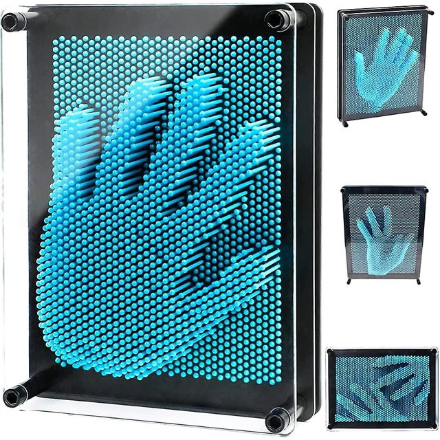 Juguete de pin art, juguete de impresión de pin art en 3D, escultura de pin art en 3D azul para adultos, niños, decoración de la oficina en casa (azul-S)