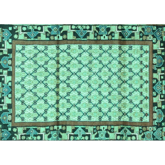 Ahgly Company Indoor Rectangle Persian Turquoise Blue Traditional Area Rugs, 3' x 5'