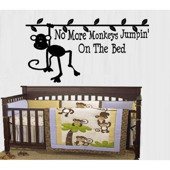 NO MORE MONKEYS JUMPIN' ON THE BED #2 ~ WALL DECAL, HOME DECOR 13" X 25"