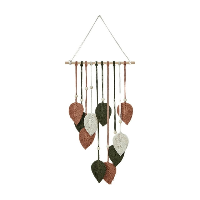 Tapiz Vertical De Encaje Estilo Bohemio Para Decoración Del Hogar Decoración Única Para Pared, Larga Y Estrecha Tapiz Bohemio Tejido Con Hojas Decoración Retro Adecuado Para La Puerta Principal Inte