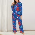 thumbnail image 2 of Honeii Nautical Animals print Women's Pajama Sets Long Sleeve Button Down Sleepwear Nightwear Soft Pjs Lounge Sets-Medium, 2 of 7