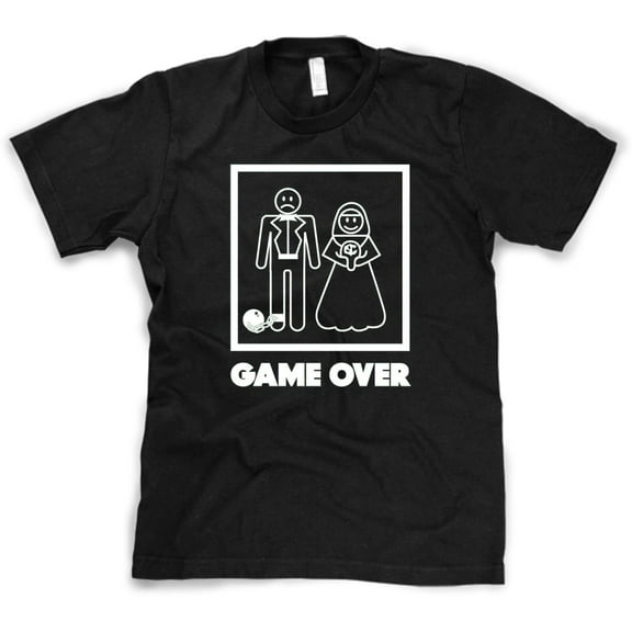 Mens Game Over T shirt Funny Wedding T shirts Humor Bachelor Party Novelty Tees Graphic Tees
