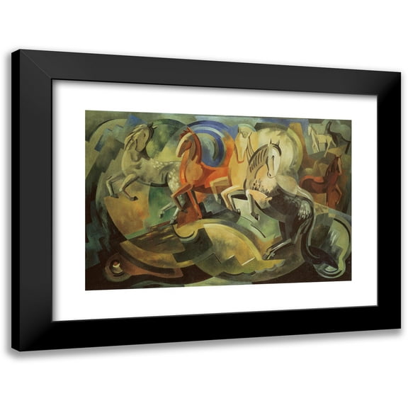 Mainie Jellett 14x11 Black Modern Framed Museum Art Print Titled - Abstraction of Horses (1939)