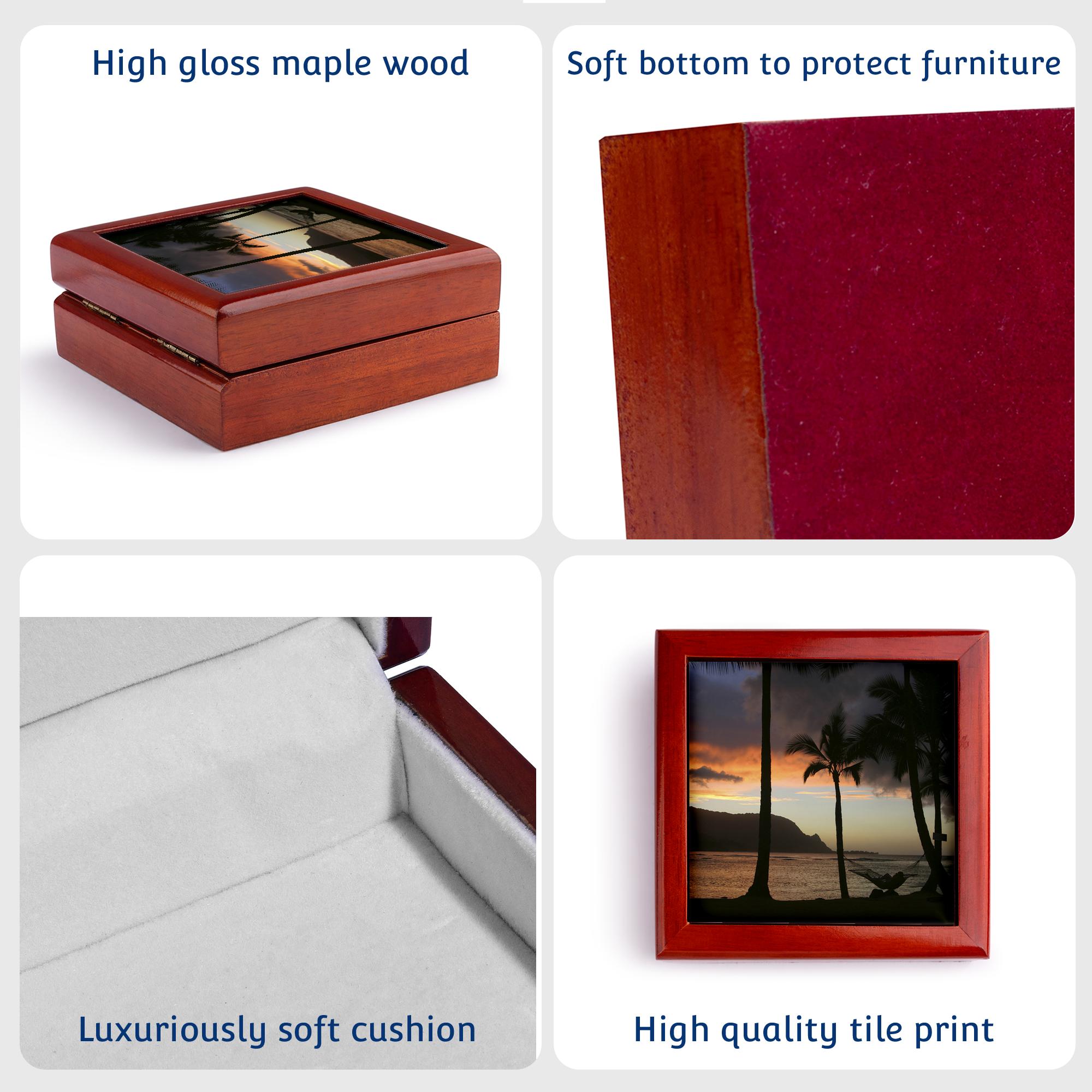3dRose, Sunset, Princeville, Hanalei Bay, Kauai, Hawaii - US12 DPB0133 - Douglas Peebles, Jewelry Box 5.5x5.5 inch with 4 inch tile