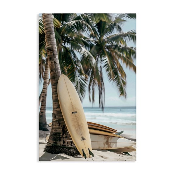 Stupell Industries Coastal Stacked Surfboards & Palm Tree Canvas Art, 16 x 24, by LSR Design Studio