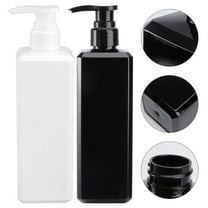 BRIGHTFUFU 2Pcs Black Square Plastic Shampoo Bottle With Pump For Liquid Dispensing Storage Easy To Clean