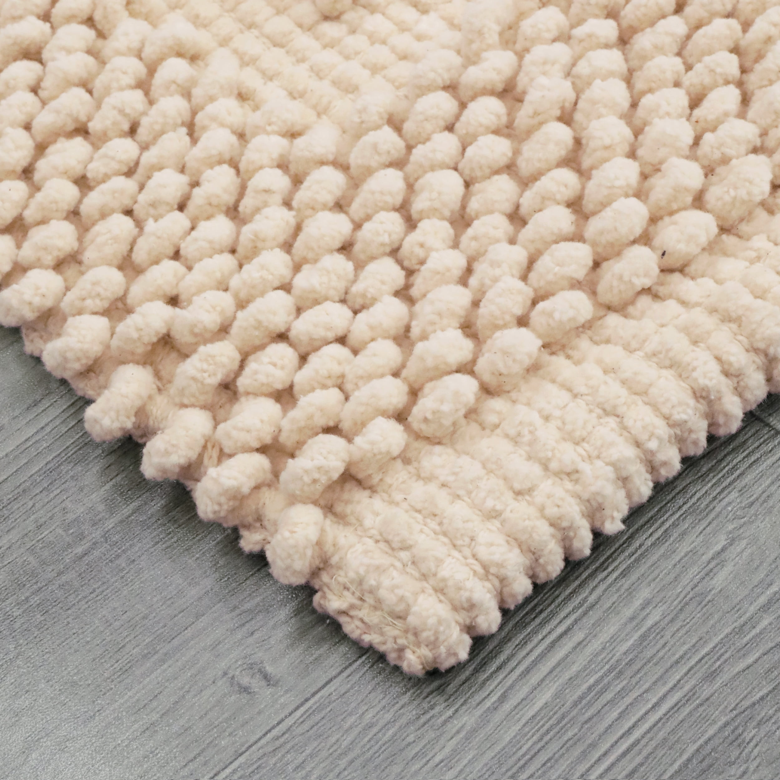 Jean Pierre New York Sophie Border 100% Cotton Bath Mat - Non-Slip Bath Rug - Ivory - 17" x 24"