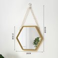 thumbnail image 5 of Espejo hexagonal para colgar en la pared, decoración geométrica dorada con cadena para baño, dormitorio y sala de estar., 5 of 5