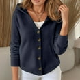 thumbnail image 2 of HJYCHN Womens Elegant Hooded Knit Cardigan Soft Lightweight Long Sleeve Sweater Comfortable Fall Winter Outerwear Top Navy XXL, 2 of 5