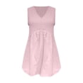 thumbnail image 4 of Endives Tank Tops For Women Linen Top V Neck Pleated Sleeveless Tops Summer Casual Shirts Pullover Tops Pink, 4 of 5