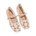 thumbnail image 6 of CHWshoes Square Toe Lace Ballet Crochet Flats Women Closed Toe Shoes Comfortable Dressy Walking Shoes，Beige Size 42, 6 of 8