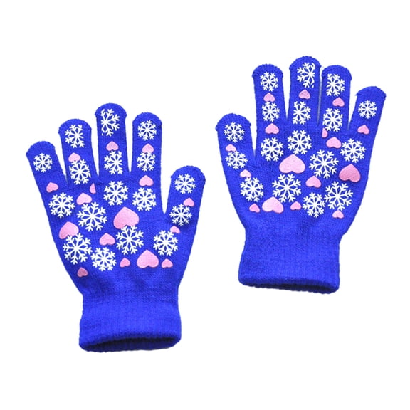 Kids Winter Knitted Glove with Cute Heart Snow Pattern Snowdays Fight Warm Glove Knitted Mittens for Boys Girls