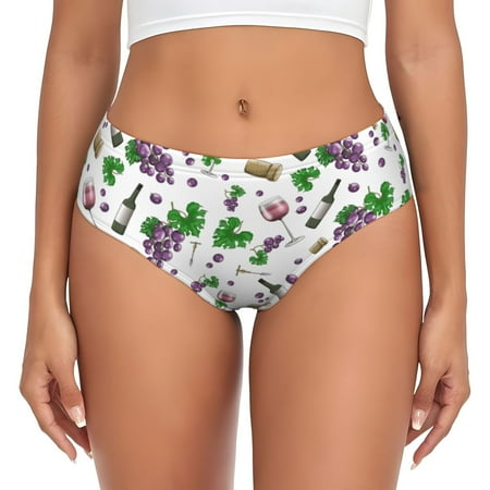 Womens Underwear - Wine Print Purple No Show Seamless Underwear for Women  Soft Stretch Womens Panties  Hipster Ladies Panties Bikini Underwear Briefs
