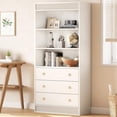 thumbnail image 2 of Garvee 6 Tier Bookshelf with 3 Drawers, Double Waved Design, White, 2 of 8