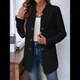 thumbnail image 4 of Blazer de Mujer con Cuello Alto, Informal, de Larga, Cruzado, Elegante, para Oficina y Negocios Negro M, 4 of 9