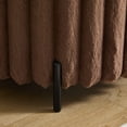 thumbnail image 4 of 22.05"Wide Upholstered Round Pouf Ottoman Foot Rest with Black Metal Legs,Faux Fur Footstool for Living Room Bedroom Entryway. Brown, 4 of 6