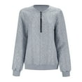 thumbnail image 4 of Women Crew Neck Pullover Womens Sweatshirt Jacket No Hood Women's Autumn and Winter Casual Comfortable Versatile Solid Color Half Zipper Long Sleeve Sweatshirt S, 4 of 8