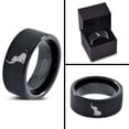 thumbnail image 4 of Tungsten Elephant Sitting Trumpeting Band Ring 9mm Men Women Comfort Fit Black Flat Cut Brushed Polished, 4 of 4